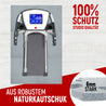 Neolymp Bodenmatten aus robustem Naturkautschuk bieten 100% Schutz in Studioqualität. Die Matten sind 6 mm stark und ideal für den Einsatz unter Fitnessgeräten wie Laufbändern, um den Boden zu schützen und Vibrationen zu dämpfen. Text auf dem Bild: 100% Schutz, Studio Qualität, aus robustem Naturkautschuk, 6 mm stark.