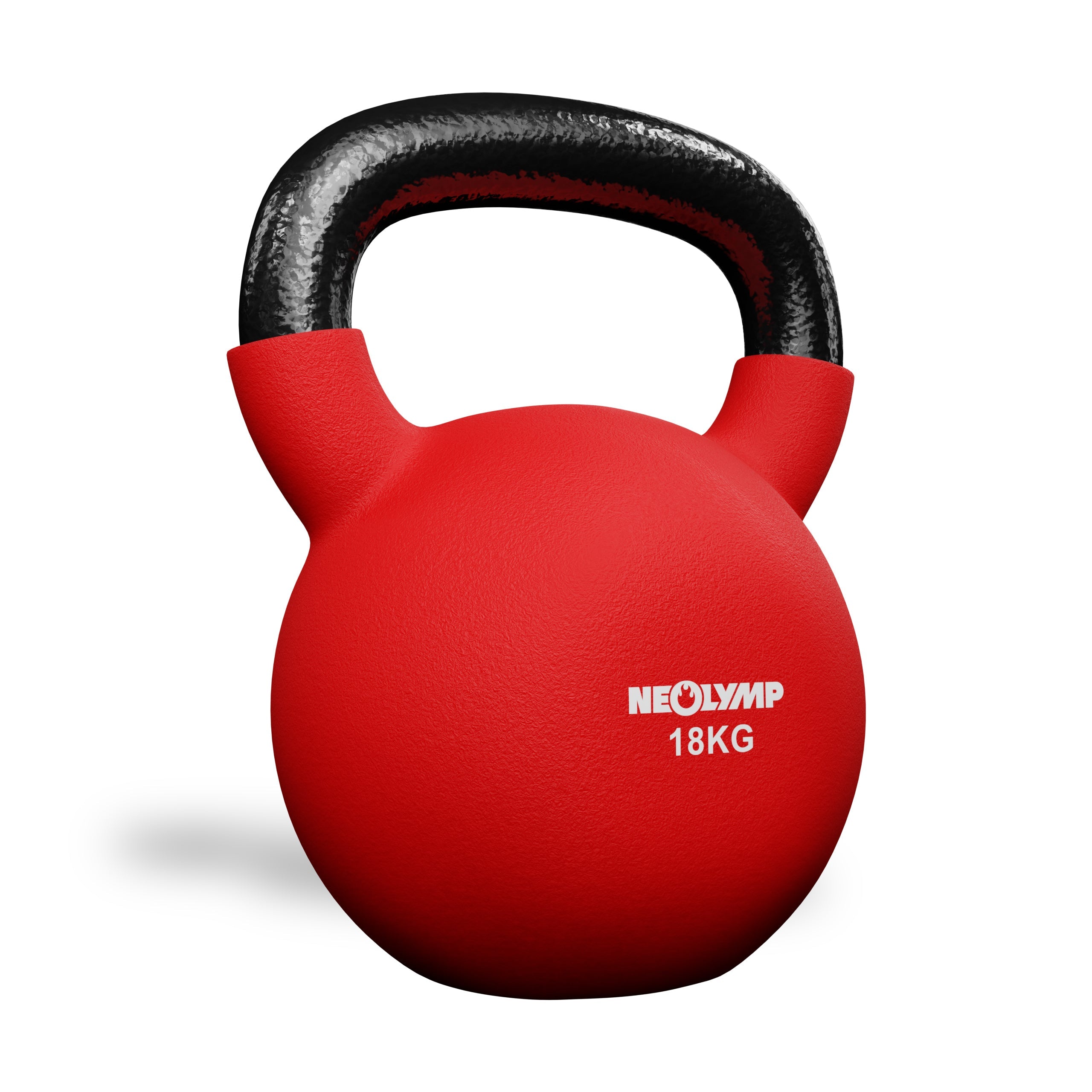 Rote Neolymp Kettlebell mit einem Gewicht von 18 kg.