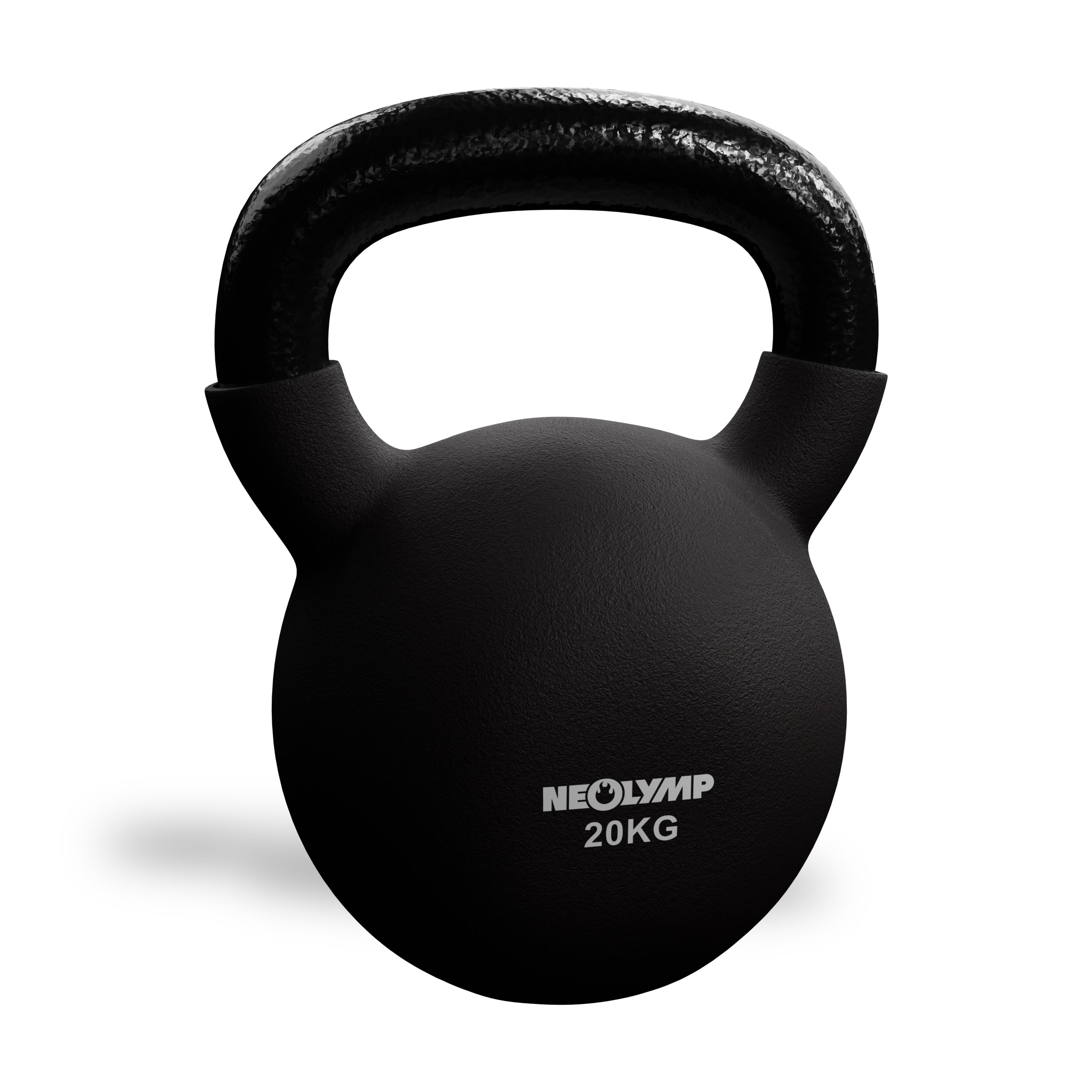 Schwarze Neolymp Kettlebell mit einem Gewicht von 20 kg.