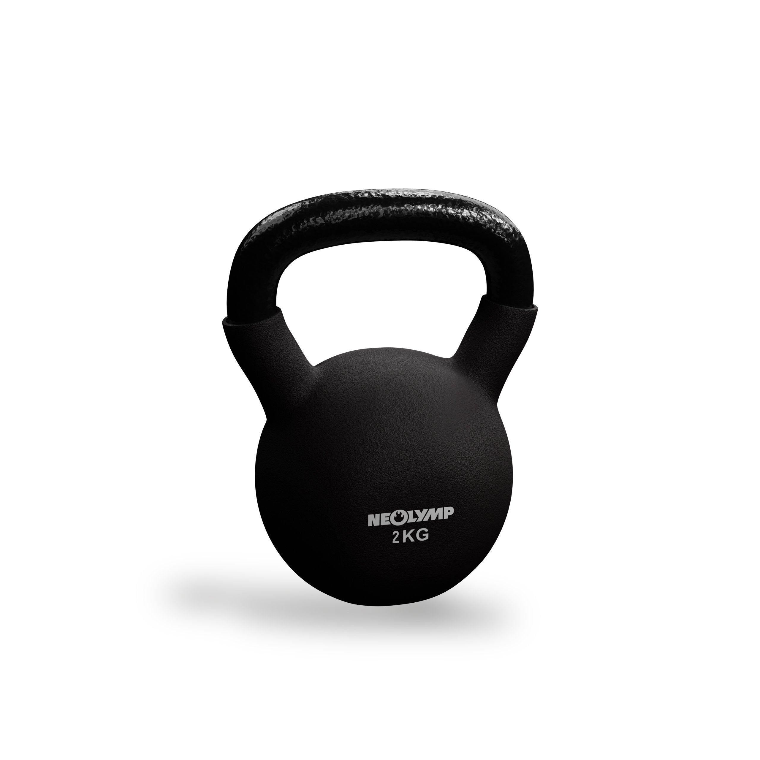 Schwarze Neolymp Kettlebell mit einem Gewicht von 2 kg.