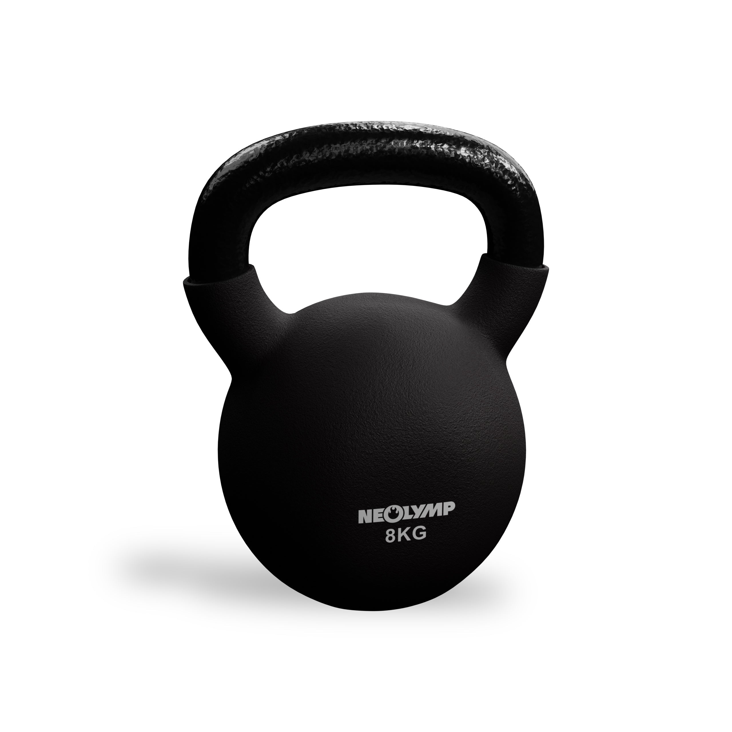 Schwarze Neolymp Kettlebell mit einem Gewicht von 8 kg.